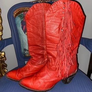 Vintage Zodiac Leather Fringe Cowboy Boots
